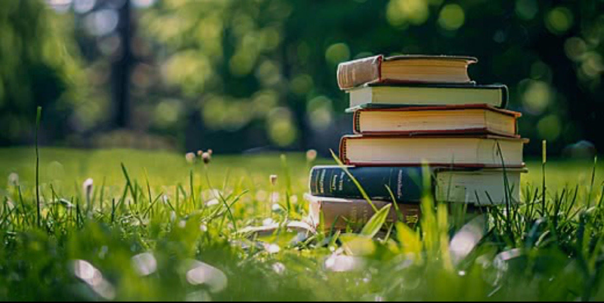 Libri su un prato per il rientro a scuola